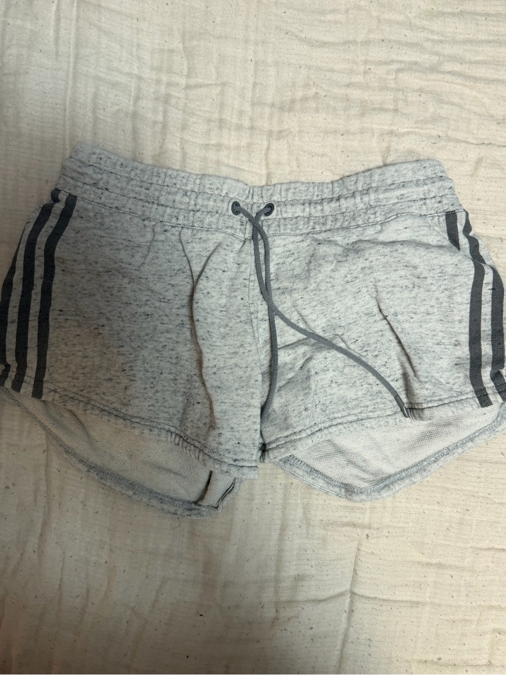 adidas Light Gray Heather Athletic Shorts with Dark Gray Stripes